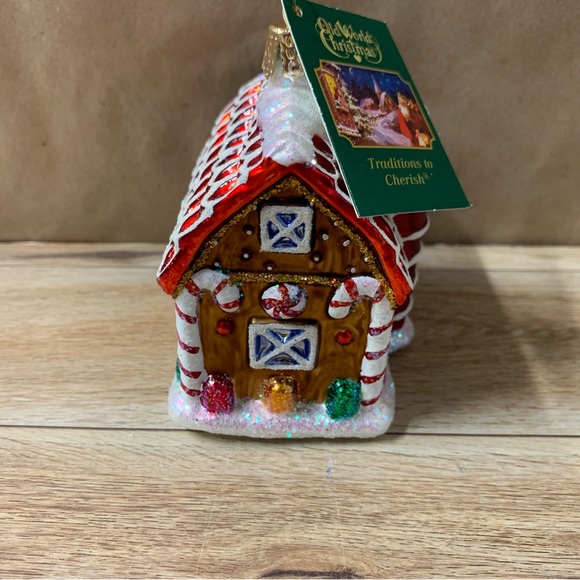 New! Old World Christmas Gingerbread Barn Tree Ornament Glass House - Picture 4 of 9